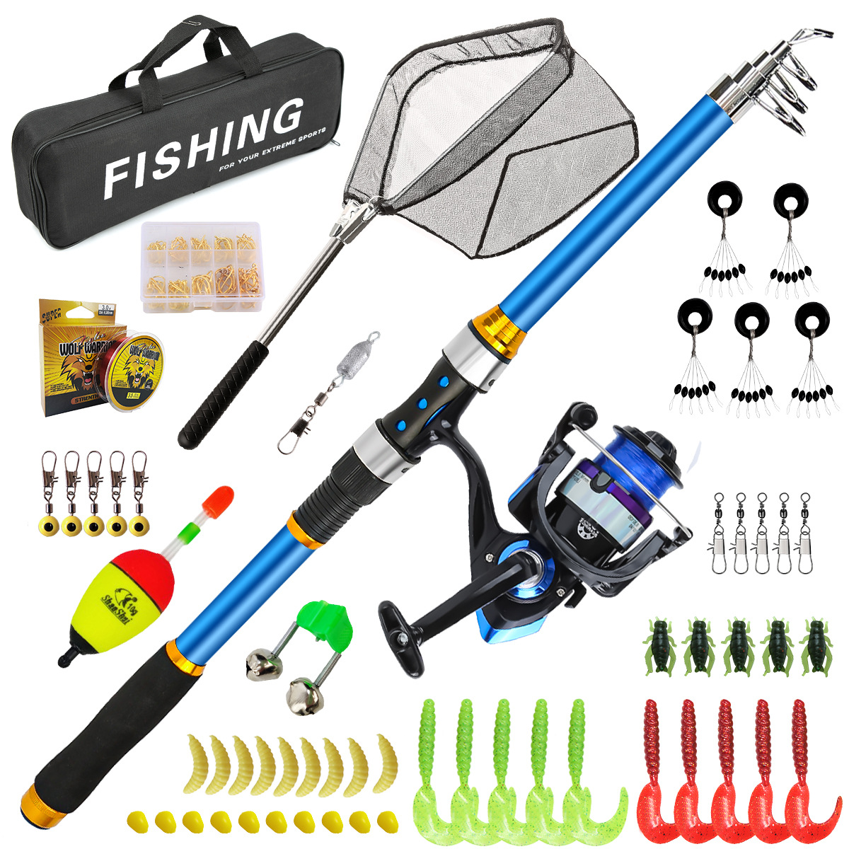 2.1-3.6M Telescopic Glass Fibe - Spincast Reel review and price